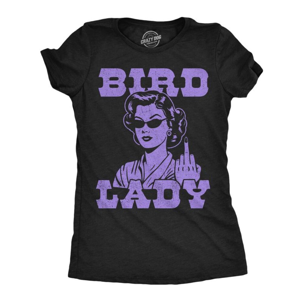 Womens Funny T Shirts Bird Lady Offensive Middle Finger Tee For Ladies